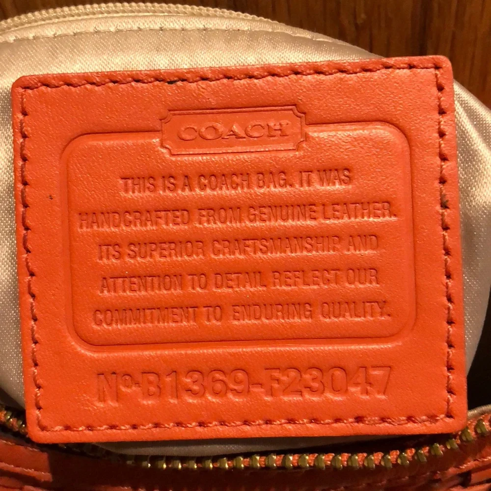 Coach Kristin Woven Leather Hobo Crossbody Bag - Orange